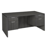 REGENCY Regency Legacy 66 x 30 in. Office Desk with Double Pedestal Drawer Unit- Ash Grey LDP6630AG